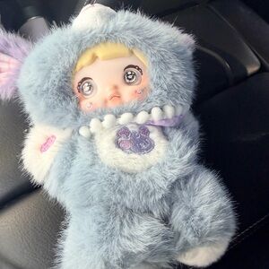 Cuddly Blue Plush Doll with Cute Ears